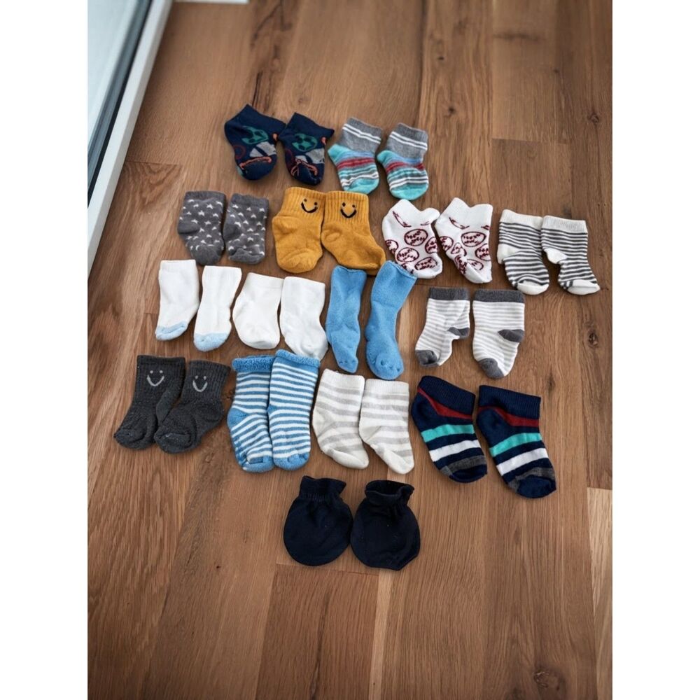 14 Pairs Baby Socks Bundle Newborn 0-3 6-9 12-18 Months & Anti Scratch Mittens